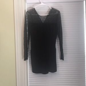 Lace long sleeve black romper